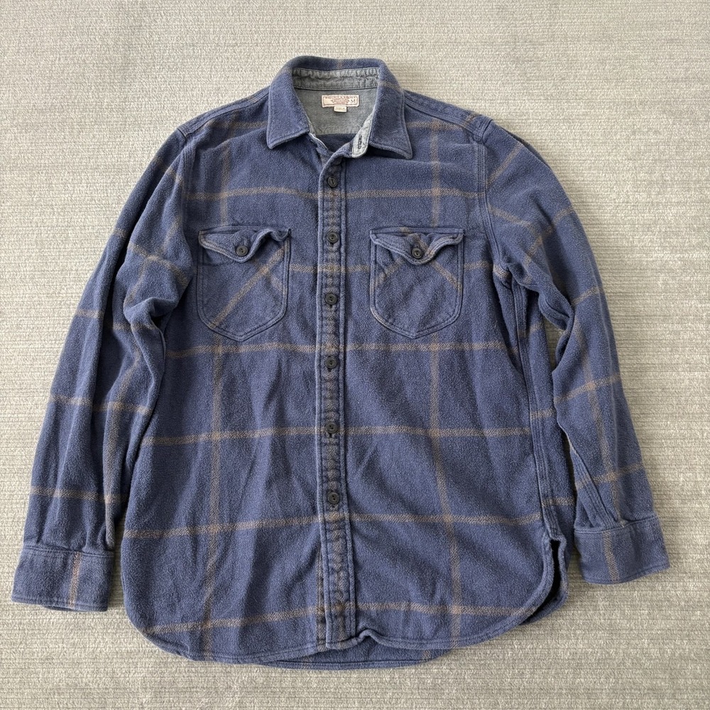 Wallace & Barnes Flannel Plaid Heavyweight Shirt Mens M Blue Button Up Casual
